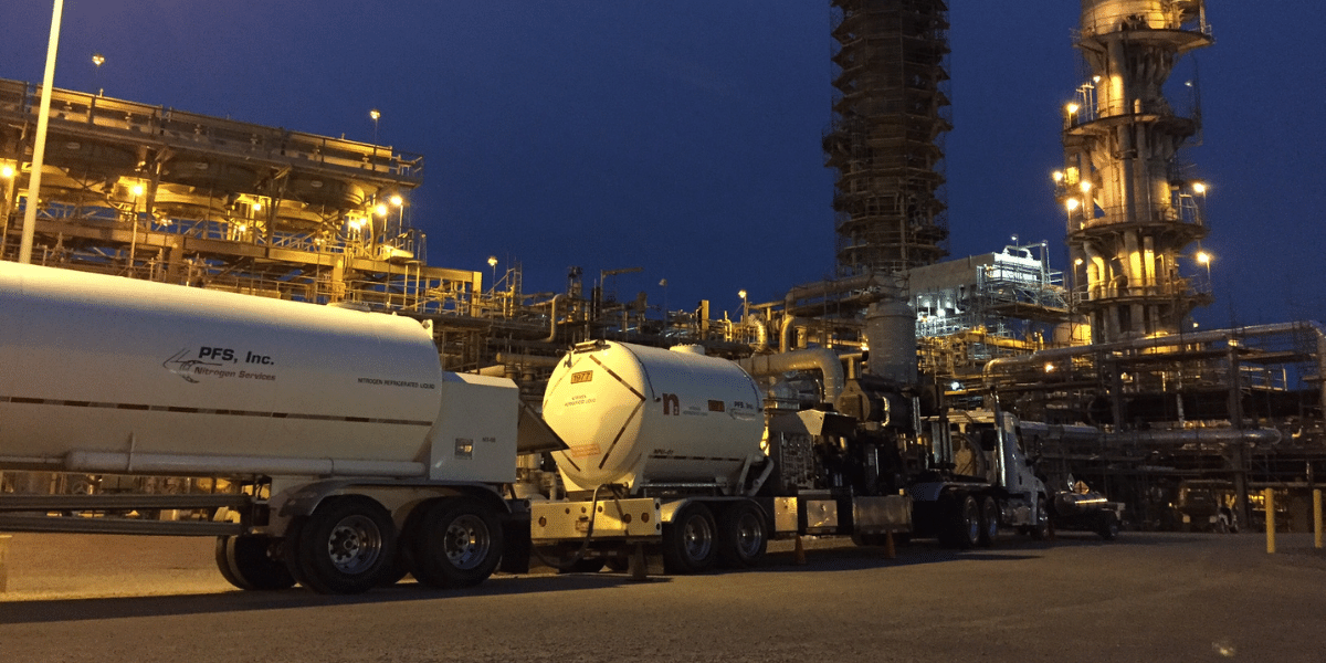 PFS nitrogen trucks at a refinery