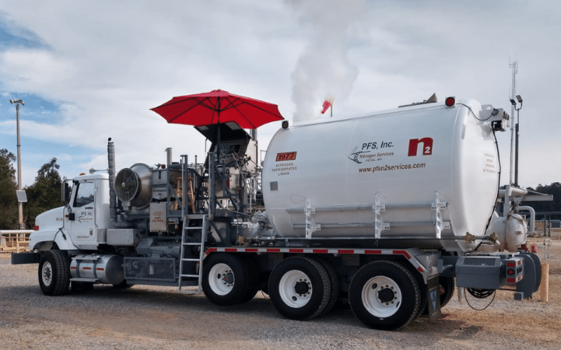 PFS nitrogen trucks at a job site